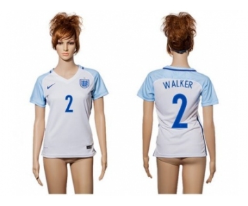 Women England #2 Walker Home Soccer Country Jersey