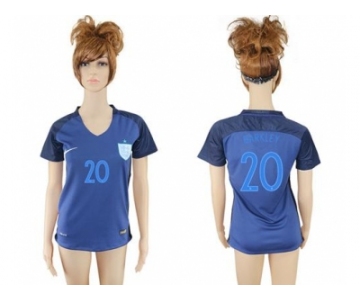 Women England #20 Barkley Away Soccer Country Jersey