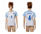 Women England #4 Gerrard Home Soccer Country Jersey