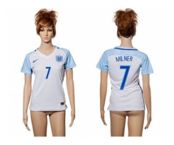 Women England #7 Milner Home Soccer Country Jersey
