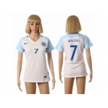 Women England #7 Walcott Home Soccer Country Jersey