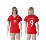 Women England #9 Kane Away Soccer Country Jersey1