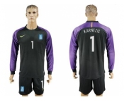 Greece #1 Karnezis Black Goalkeeper Long Sleeves Soccer Country Jersey