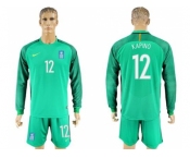 Greece #12 Kapino Green Goalkeeper Long Sleeves Soccer Country Jersey