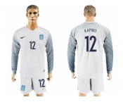 Greece #12 Kapino White Goalkeeper Long Sleeves Soccer Country Jersey