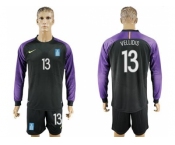 Greece #13 Vellidis Black Goalkeeper Long Sleeves Soccer Country Jersey