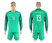 Greece #13 Vellidis Green Goalkeeper Long Sleeves Soccer Country Jersey