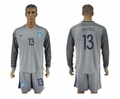 Greece #13 Vellidis Grey Goalkeeper Long Sleeves Soccer Country Jersey