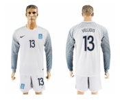 Greece #13 Vellidis White Goalkeeper Long Sleeves Soccer Country Jersey