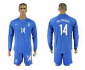 Greece #14 Salpingidis Away Long Sleeves Soccer Country Jersey