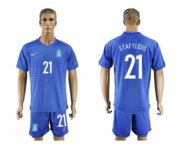 Greece #21 Stafylidis Away Soccer Country Jersey