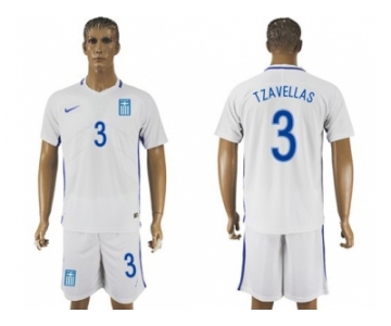 Greece #3 Tzavellas Home Soccer Country Jersey