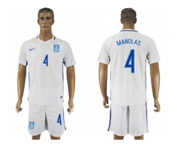 Greece #4 Manolas Home Soccer Country Jersey