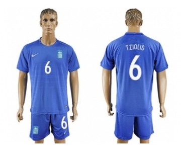 Greece #6 Tziolis Away Soccer Country Jersey