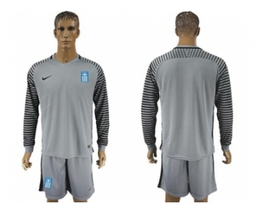 Greece Blank Grey Goalkeeper Long Sleeves Soccer Country Jersey