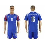 Iceland #16 Sigurjonsson Home Soccer Country Jersey