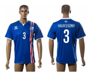 Iceland #3 Haukssonv Home Soccer Country Jersey1