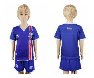 Iceland Blank Home Kid Soccer Country Jersey