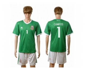 Mexico #1 Campos Green Home Soccer Country Jersey