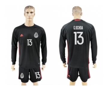 Mexico #13 G.Ochoa Black Long Sleeves Goalkeeper Soccer Country Jersey