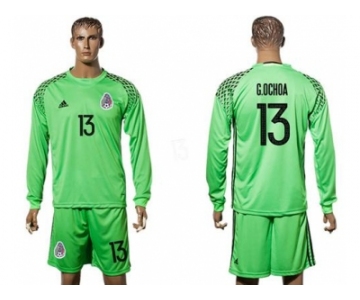 Mexico #13 G.Ochoa Green Long Sleeves Goalkeeper Soccer Country Jersey