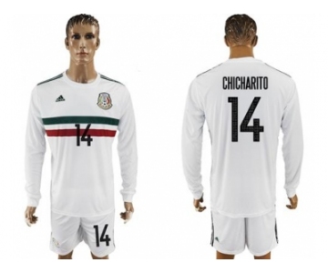 Mexico #14 Chicharito Away Long Sleeves Soccer Country Jersey