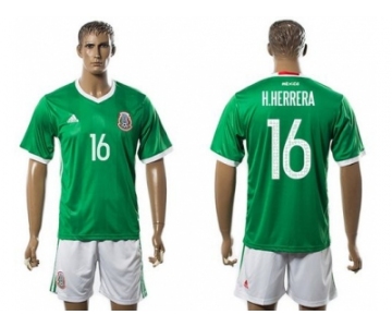 Mexico #16 H.Herrera Green Home Soccer Country Jersey1