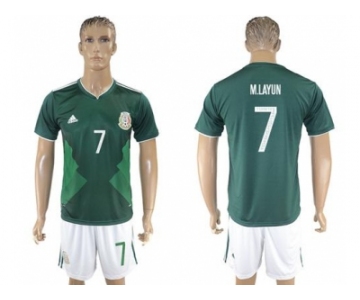 Mexico #7 M.Layun Green Home Soccer Country Jersey