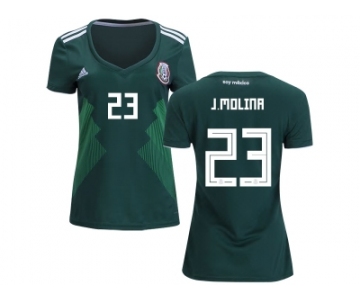 Women Mexico #23 J.Molina Home Soccer Country Jersey