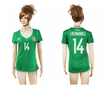 Women's Mexico #14 J.Hernandez Home Soccer Country Jersey
