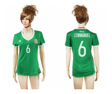 Women's Mexico #6 J.Emmanuel Home Soccer Country Jersey