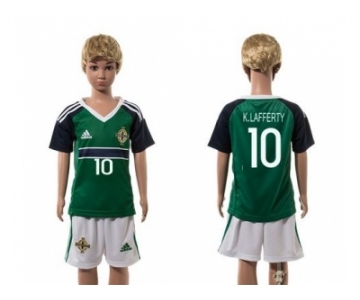 Northern Ireland #10 K.Lafferty Green Home Kid Soccer Country Jersey