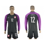 Poland #12 Boruc Black Goalkeeper Long Sleeves Soccer Country Jersey
