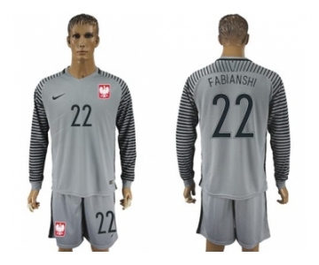 Poland #22 Fabianshi Grey Goalkeeper Long Sleeves Soccer Country Jersey