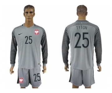 Poland #25 Tyton Grey Goalkeeper Long Sleeves Soccer Country Jersey