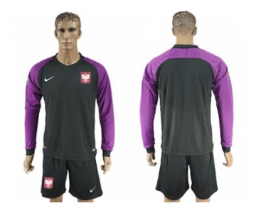 Poland Blank Black Goalkeeper Long Sleeves Soccer Country Jersey