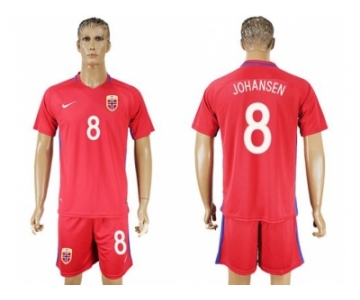 Norway #8 Johansen Home Soccer Country Jersey