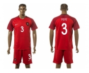 Portugal #3 Pepe Home Soccer Country Jersey