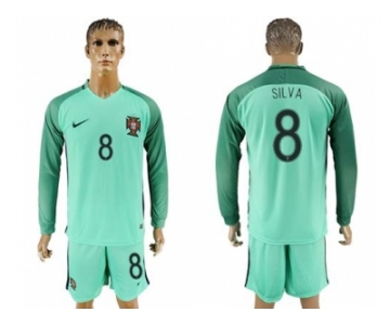 Portugal #8 Silva Away Long Sleeves Soccer Country Jersey