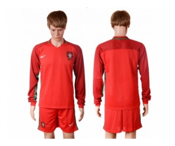 Portugal Blank Home Long Sleeves Soccer Country Jersey