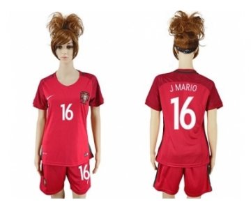 Women Portugal #16 J.Mario Home Soccer Country Jersey