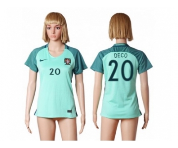 Women Portugal #20 Deco Away Soccer Country Jersey