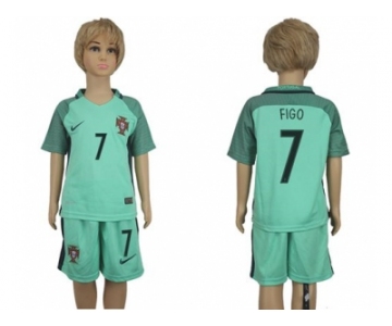 Portugal #7 Figo Away Kid Soccer Country Jersey