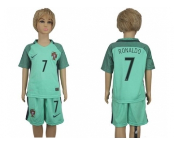 Portugal #7 Ronaldo Away Kid Soccer Country Jersey1