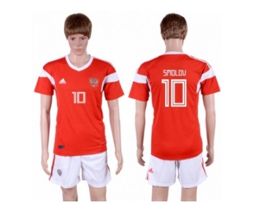 Russia #10 Smolov Home Soccer Country Jersey