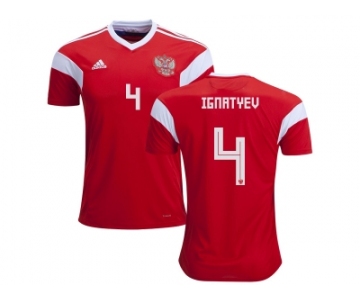 Russia #4 Ignatyev Home Soccer Country Jersey