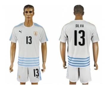 Uruguay #13 Silva Away Soccer Country Jersey