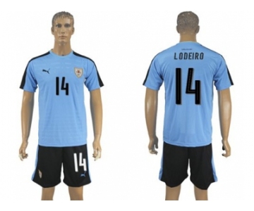 Uruguay #14 Lodeiro Home Soccer Country Jersey