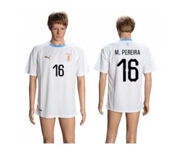 Uruguay #16 M.Pereira Away Soccer Country Jersey