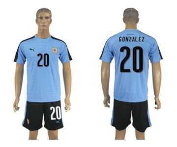 Uruguay #20 Gonzalez Home Soccer Country Jersey
